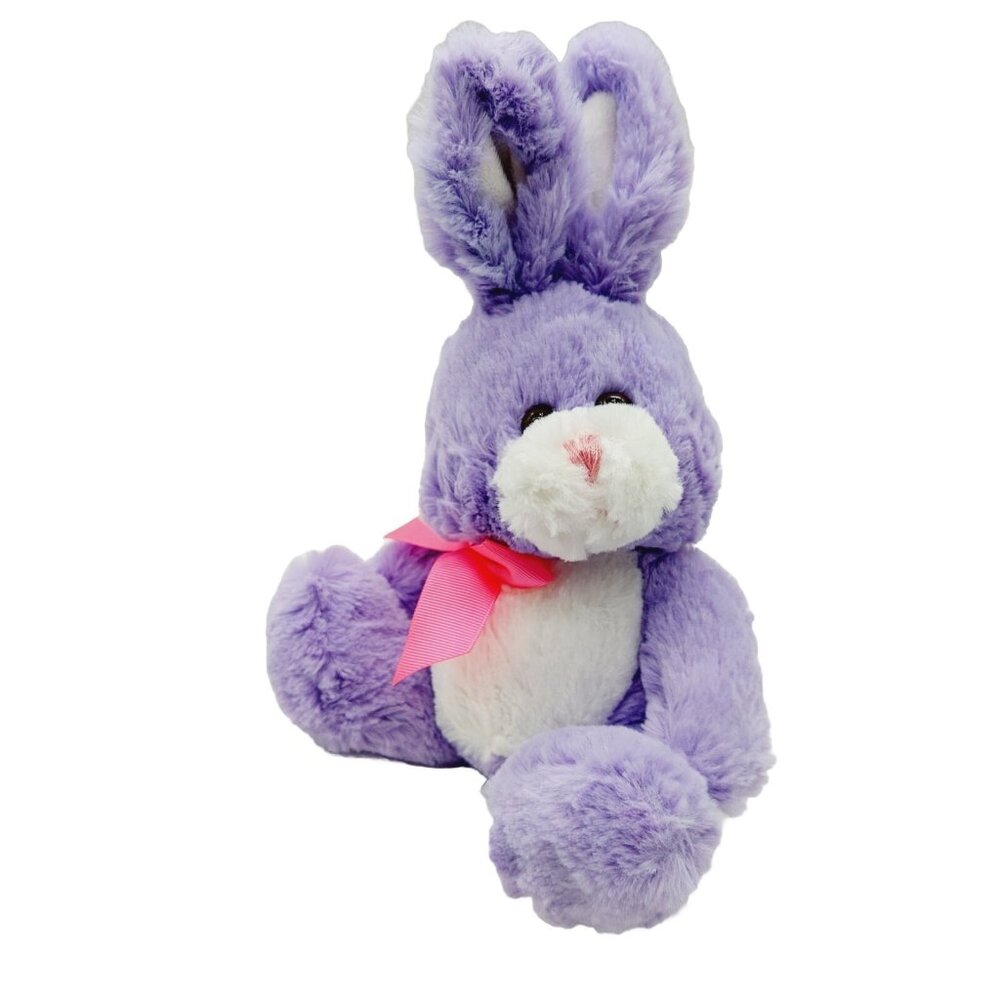 Easter Bunny Rabbit Plush Stuffed Pink Bow Purple White Inter American 2013